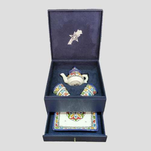 Coffret Céramique Artisanale Marocaine - Théière et Accessoires