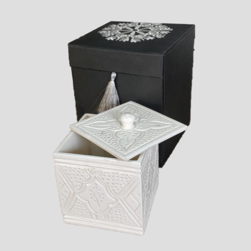 Coffret à Bijoux Céramique Artisanale Marocaine - Boîte Élégante avec Couvercle – Image 3